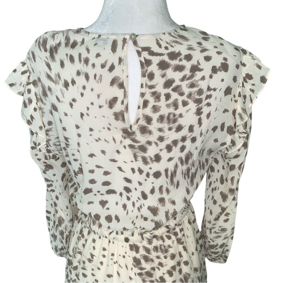 Rails Ora Puma Drawstring Tie Waist Ruffle Draped Cream Rayon Mini Dress - S - Picture 9 of 14